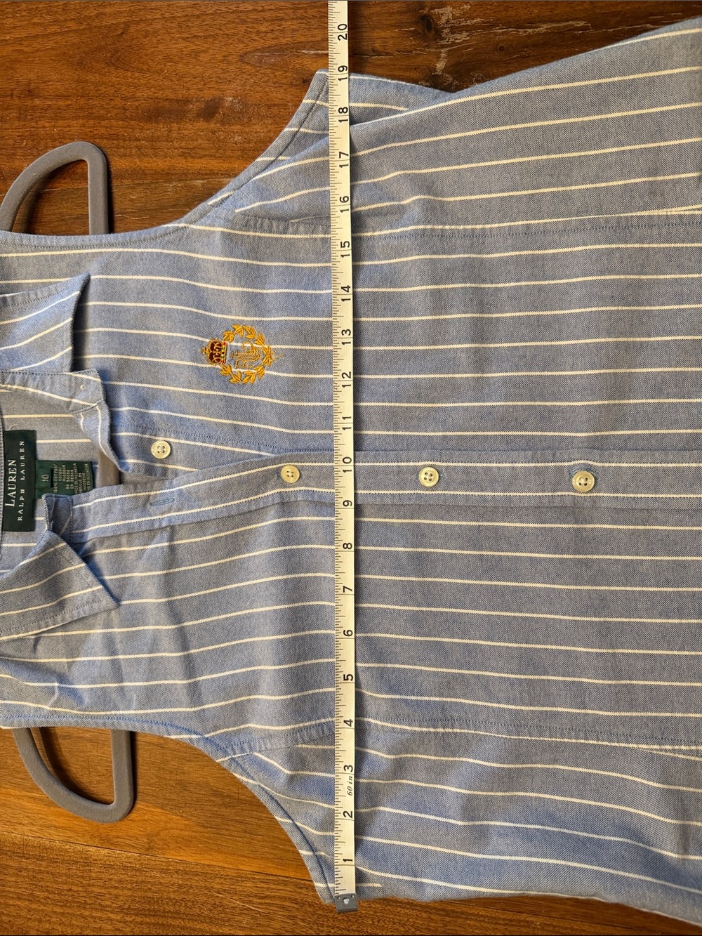 Lauren Ralph Lauren Light Blue and White Striped Sleeveless Shirt Dress - Picture 4 of 5